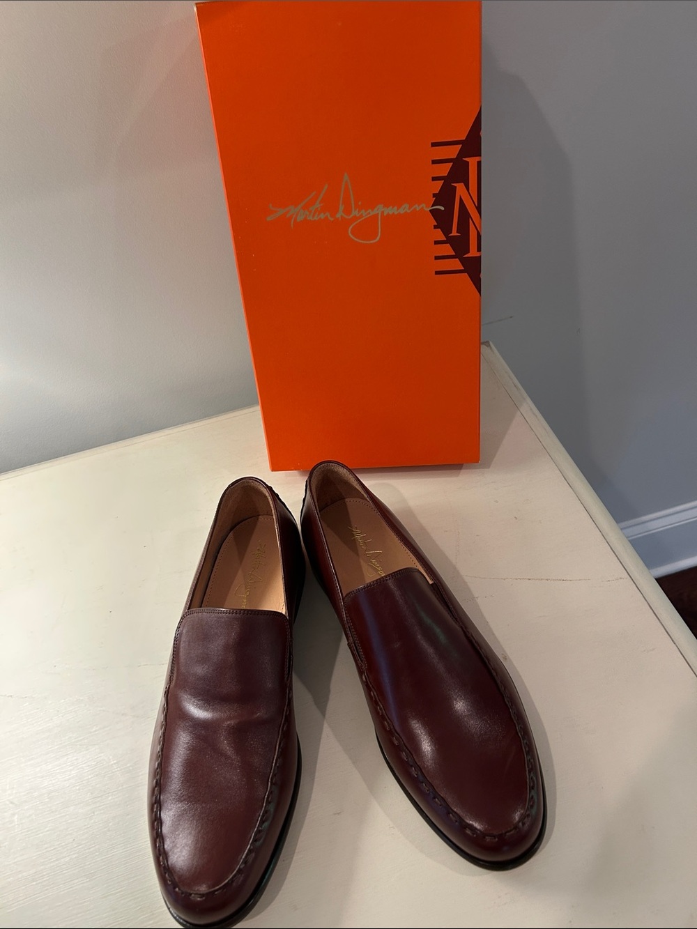Martin Dingman Deep Cherry Leather Slip-On Loafers